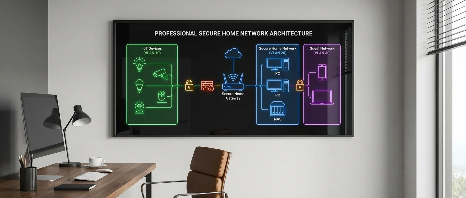 דיאגרמת רשת מאובטחת עם הפרדת VLAN