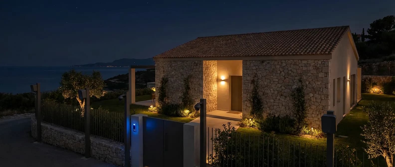 אבטחה היקפית סביב וילה מודרנית
